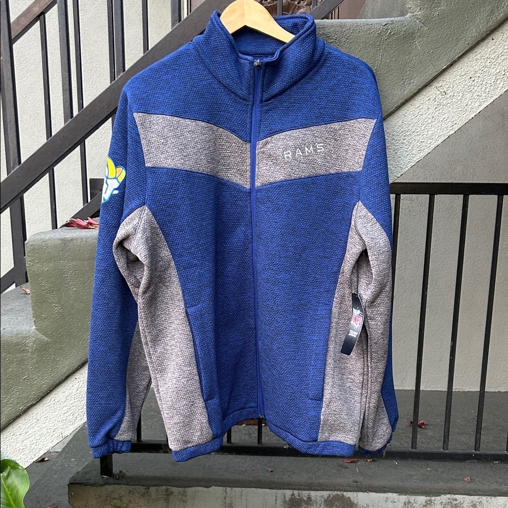 NWT NFL Team Apparel Los Angeles Rams Quarter Zip Fleece Jacket Size Large